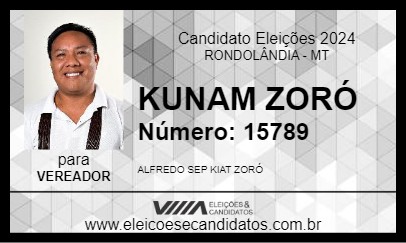 Candidato KUNAM ZORÓ 2024 - RONDOLÂNDIA - Eleições