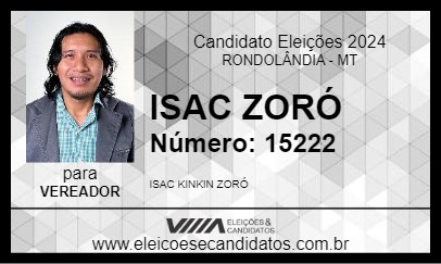 Candidato ISAC ZORÓ 2024 - RONDOLÂNDIA - Eleições