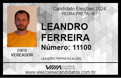 Candidato LEANDRO FERREIRA 2024 - PEDRA PRETA - Eleições