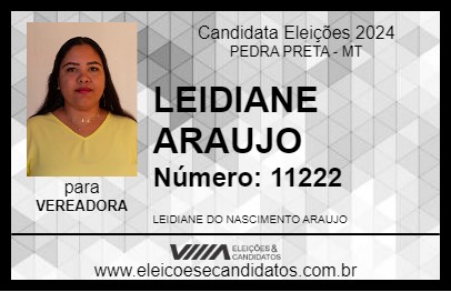 Candidato LEIDIANE ARAUJO 2024 - PEDRA PRETA - Eleições