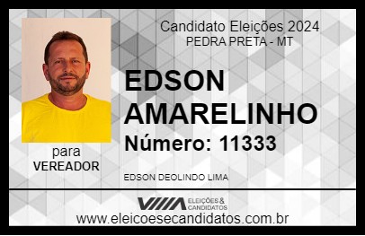 Candidato EDSON AMARELINHO 2024 - PEDRA PRETA - Eleições