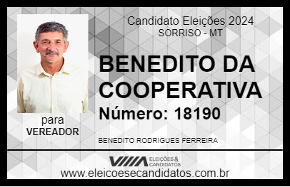 Candidato BENEDITO DA COOPERATIVA 2024 - SORRISO - Eleições