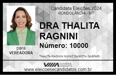 Candidato DRA THALITA RAGNINI 2024 - RONDOLÂNDIA - Eleições