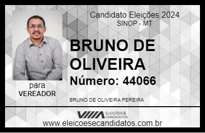 Candidato BRUNO DE OLIVEIRA 2024 - SINOP - Eleições