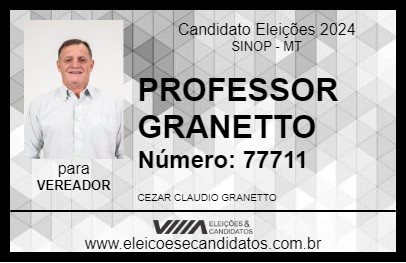 Candidato PROFESSOR GRANETTO 2024 - SINOP - Eleições