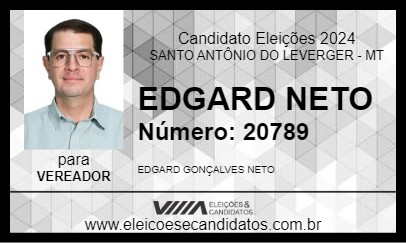 Candidato EDGARD NETO 2024 - SANTO ANTÔNIO DO LEVERGER - Eleições