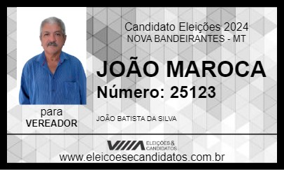 Candidato JOÃO MAROCA 2024 - NOVA BANDEIRANTES - Eleições