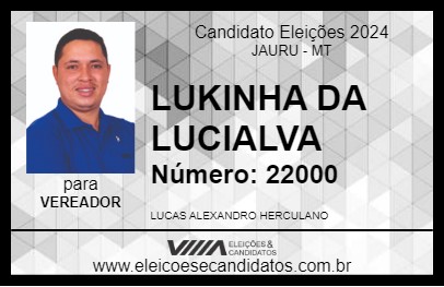 Candidato LUKINHA DA LUCIALVA 2024 - JAURU - Eleições