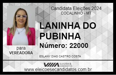 Candidato LANINHA DO PUBINHA 2024 - COCALINHO - Eleições