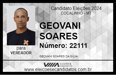 Candidato GEOVANI SOARES 2024 - COCALINHO - Eleições