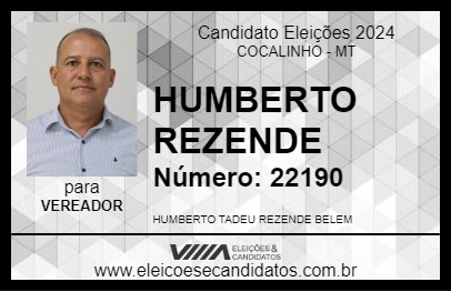 Candidato HUMBERTO REZENDE 2024 - COCALINHO - Eleições