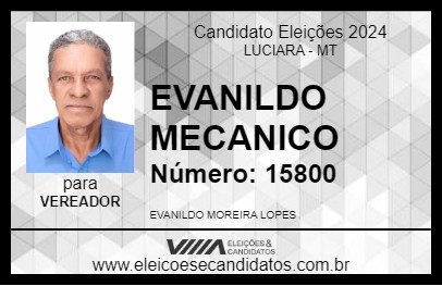 Candidato EVANILDO MECANICO 2024 - LUCIARA - Eleições