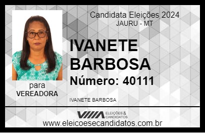 Candidato IVANETE BARBOSA 2024 - JAURU - Eleições