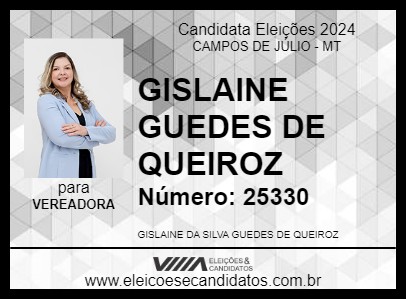 Candidato GISLAINE GUEDES DE QUEIROZ 2024 - CAMPOS DE JÚLIO - Eleições