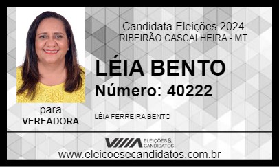 Candidato LÉIA BENTO 2024 - RIBEIRÃO CASCALHEIRA - Eleições