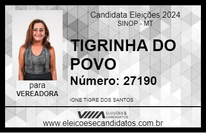 Candidato TIGRINHA DO POVO 2024 - SINOP - Eleições