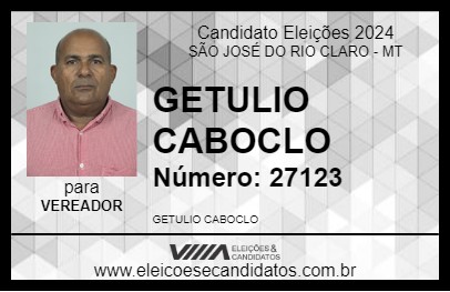 Candidato GETULIO CABOCLO 2024 - SÃO JOSÉ DO RIO CLARO - Eleições