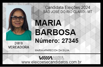 Candidato MARIA BARBOSA 2024 - SÃO JOSÉ DO RIO CLARO - Eleições