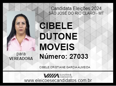 Candidato CIBELE DUTONE MOVEIS 2024 - SÃO JOSÉ DO RIO CLARO - Eleições