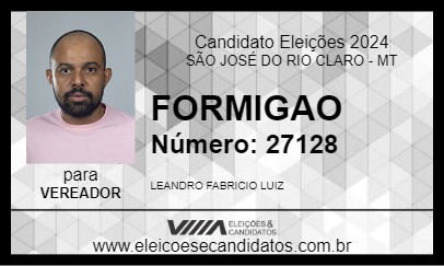 Candidato FORMIGAO 2024 - SÃO JOSÉ DO RIO CLARO - Eleições