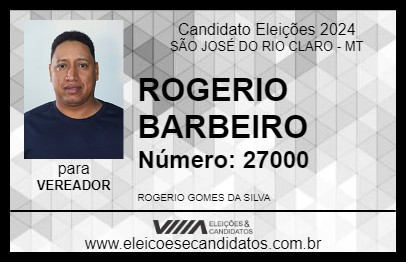 Candidato ROGERIO BARBEIRO 2024 - SÃO JOSÉ DO RIO CLARO - Eleições