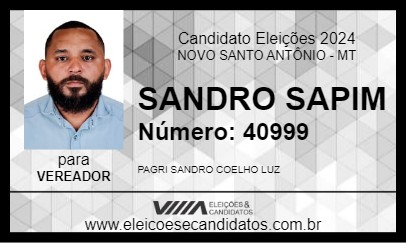 Candidato SANDRO SAPIM 2024 - NOVO SANTO ANTÔNIO - Eleições