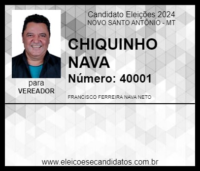 Candidato CHIQUINHO NAVA 2024 - NOVO SANTO ANTÔNIO - Eleições