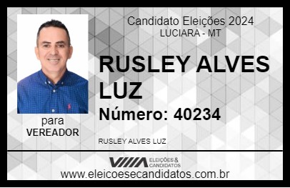 Candidato RUSLEY ALVES LUZ 2024 - LUCIARA - Eleições