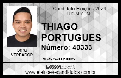 Candidato THIAGO PORTUGUES 2024 - LUCIARA - Eleições