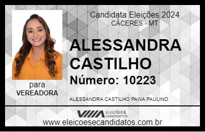 Candidato ALESSANDRA CASTILHO 2024 - CÁCERES - Eleições