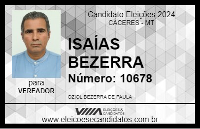 Candidato ISAÍAS BEZERRA 2024 - CÁCERES - Eleições