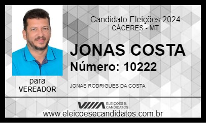 Candidato JONAS COSTA 2024 - CÁCERES - Eleições