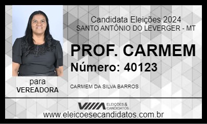 Candidato PROF.  CARMEM BARROS 2024 - SANTO ANTÔNIO DO LEVERGER - Eleições