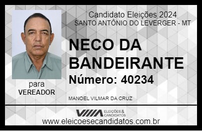 Candidato NECO DA BANDEIRANTE 2024 - SANTO ANTÔNIO DO LEVERGER - Eleições