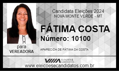 Candidato FÁTIMA COSTA 2024 - NOVA MONTE VERDE - Eleições