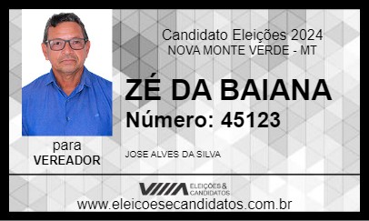 Candidato ZÉ DA BAIANA 2024 - NOVA MONTE VERDE - Eleições