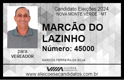 Candidato MARCÃO DO LAZINHO 2024 - NOVA MONTE VERDE - Eleições