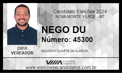 Candidato NEGO DU 2024 - NOVA MONTE VERDE - Eleições