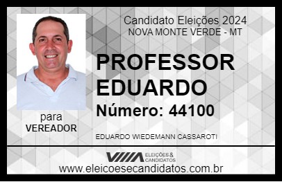 Candidato PROFESSOR EDUARDO 2024 - NOVA MONTE VERDE - Eleições