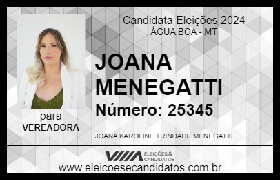 Candidato JOANA  MENEGATTI 2024 - ÁGUA BOA - Eleições