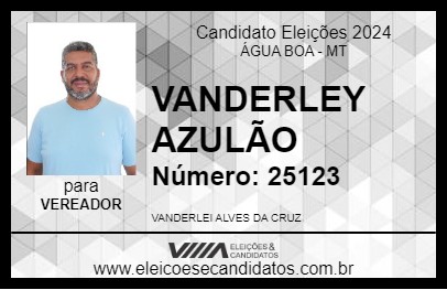 Candidato VANDERLEY AZULÃO 2024 - ÁGUA BOA - Eleições