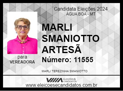 Candidato MARLI SMANIOTTO ARTESÃ 2024 - ÁGUA BOA - Eleições