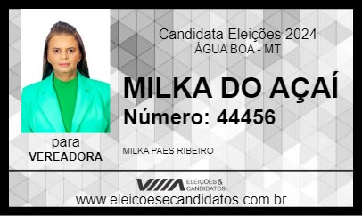 Candidato MILKA DO AÇAÍ 2024 - ÁGUA BOA - Eleições