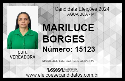 Candidato MARILUCE BORGES 2024 - ÁGUA BOA - Eleições