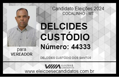 Candidato DELCIDES CUSTÓDIO 2024 - COCALINHO - Eleições