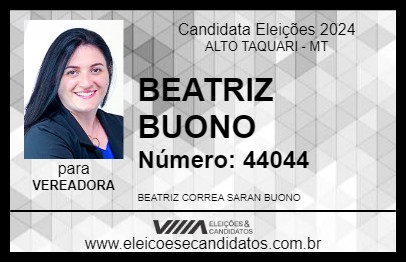 Candidato BEATRIZ BUONO 2024 - ALTO TAQUARI - Eleições