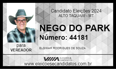 Candidato NEGO DO PARK 2024 - ALTO TAQUARI - Eleições