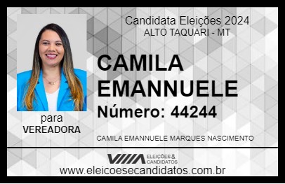 Candidato CAMILA EMANNUELE 2024 - ALTO TAQUARI - Eleições