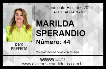 Candidato MARILDA SPERANDIO 2024 - ALTO TAQUARI - Eleições