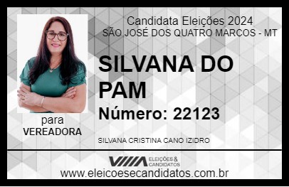 Candidato SILVANA DO PAM 2024 - SÃO JOSÉ DOS QUATRO MARCOS - Eleições